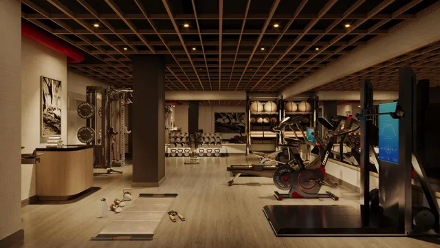 a view of a room with gym equipment
