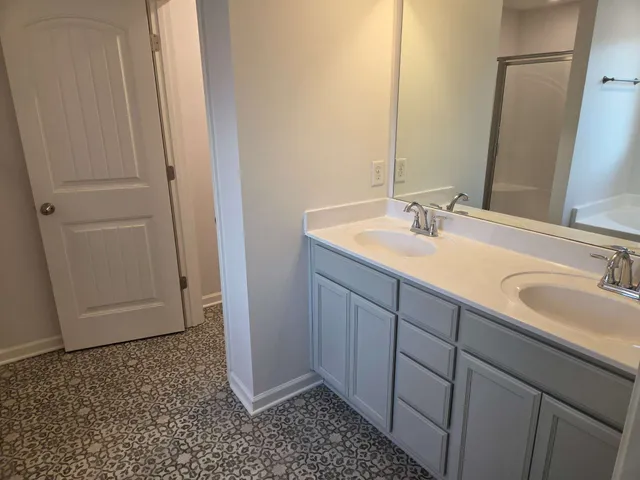 a bathroom with a bathtub