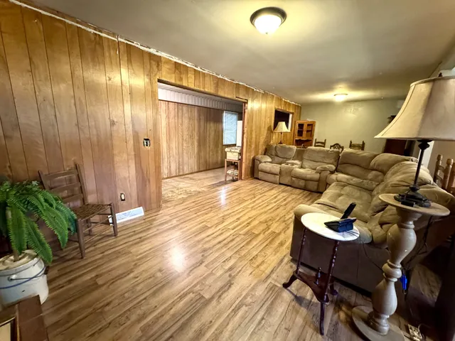 a living room with furniture