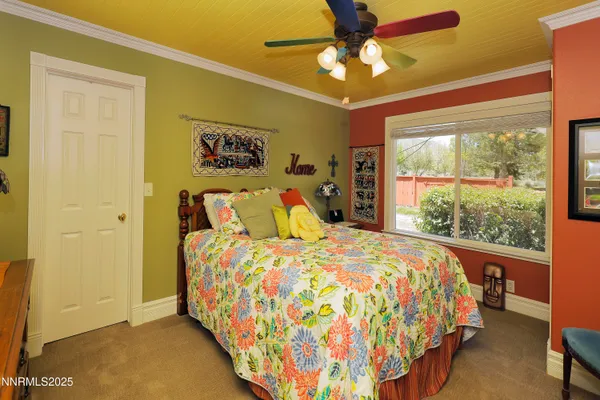 a view of a field with an ocean