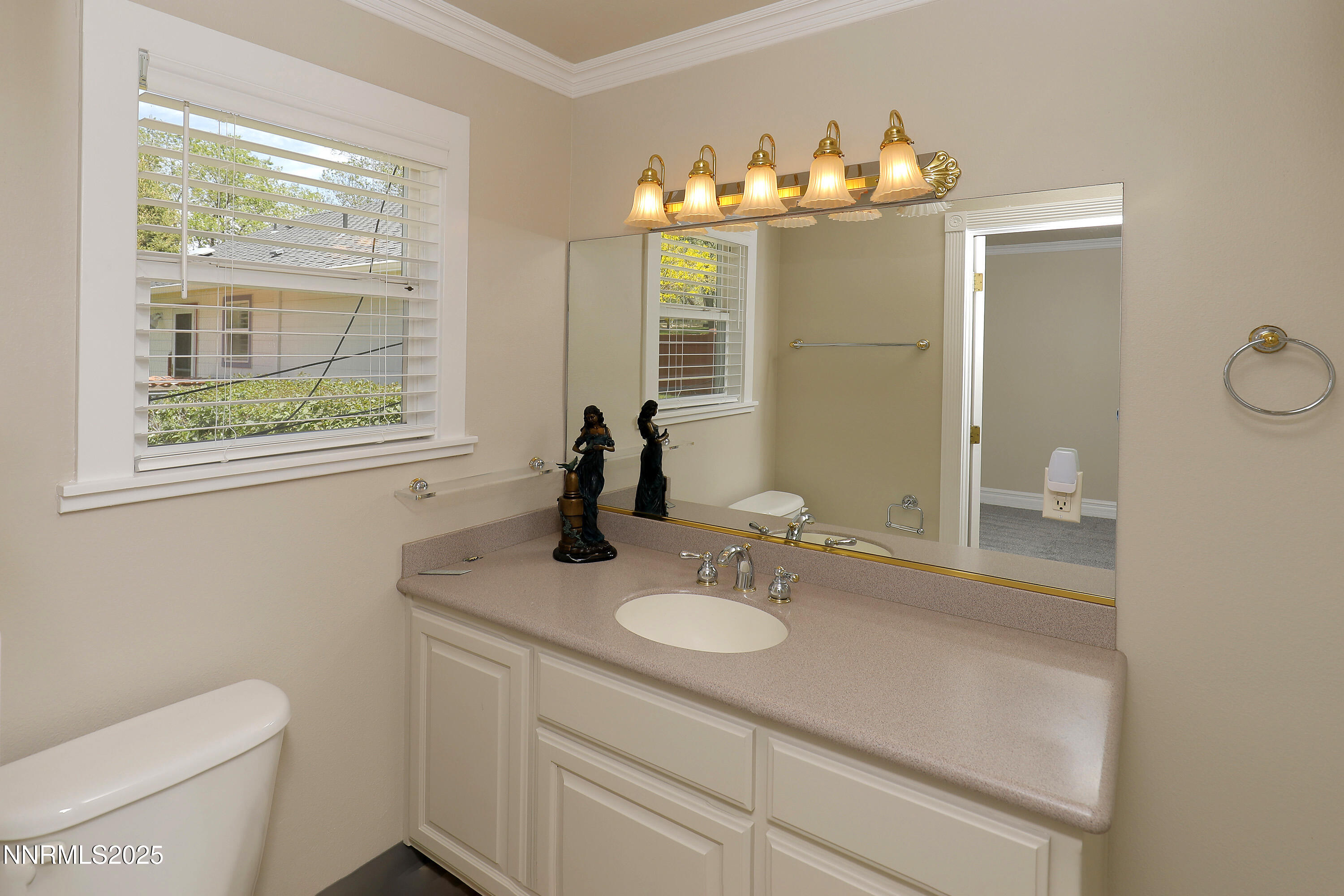 775 Foothill Road Gardnerville, NV 89460 - Photo 54 of 90 a bathroom with a sink vanity granite and a toilet