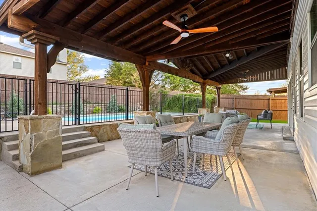 a view of porch with seating area