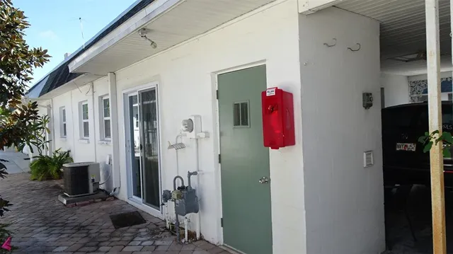 a entryway with a glass door