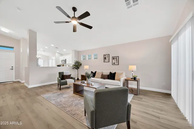 a living room with furniture