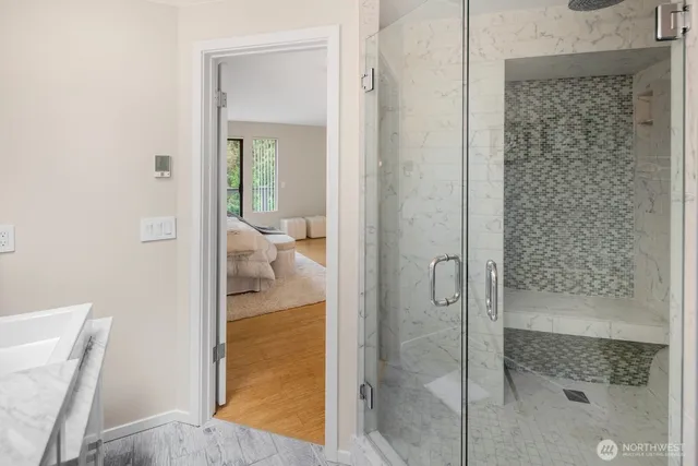 a bathroom with a shower