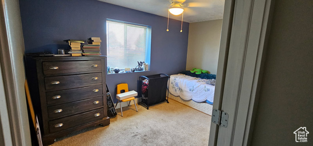 2269 Clear Creek Road Nibley, UT 84321 - Photo 14 of 27 Bedroom featuring carpet flooring and ceiling fan