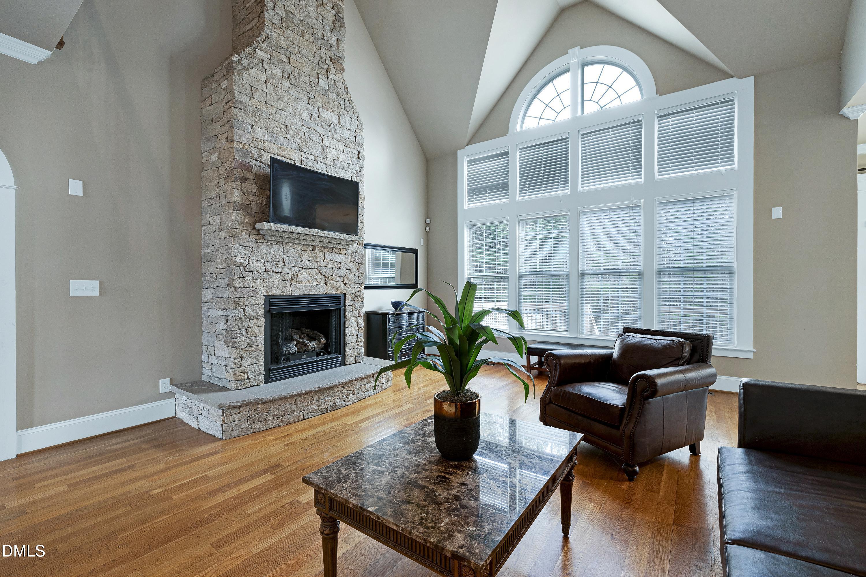 14212 Careme Court Wake Forest, NC 27587 - Photo 9 of 54 a living room with furniture a fireplace and a flat screen tv