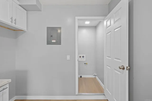 an outdoor space with furniture