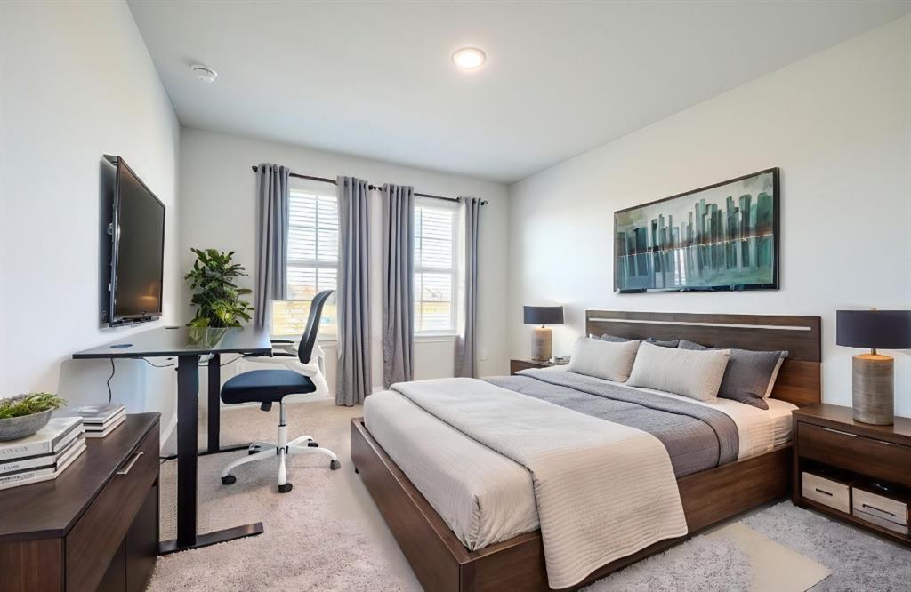 1309 Buttercup Road Prosper, TX 75078 - Photo 20 of 36 a bedroom with a bed and large windows