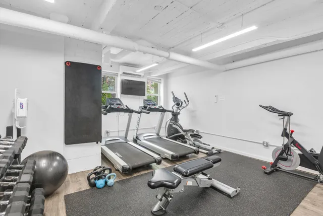 a room with gym equipment