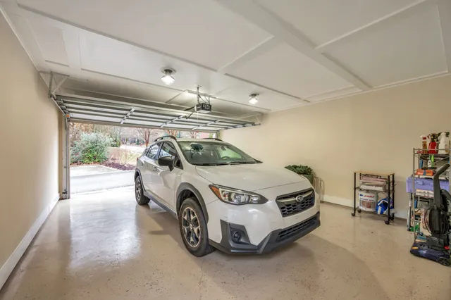a car parked in a garage