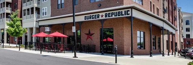 a front view of a building with street