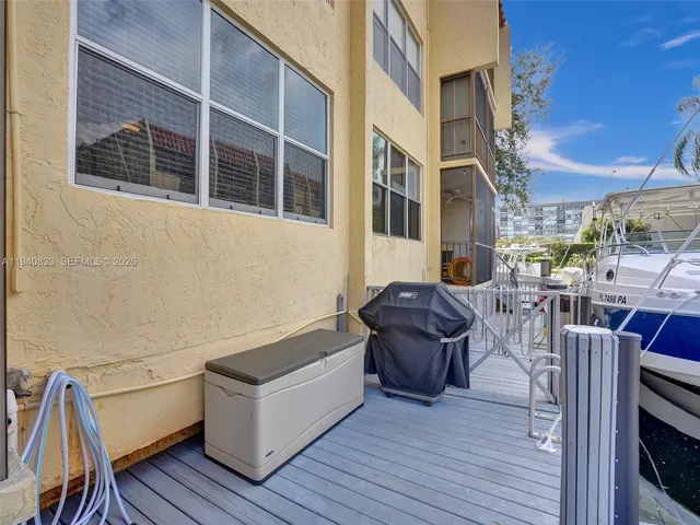 a view of roof deck with seating space