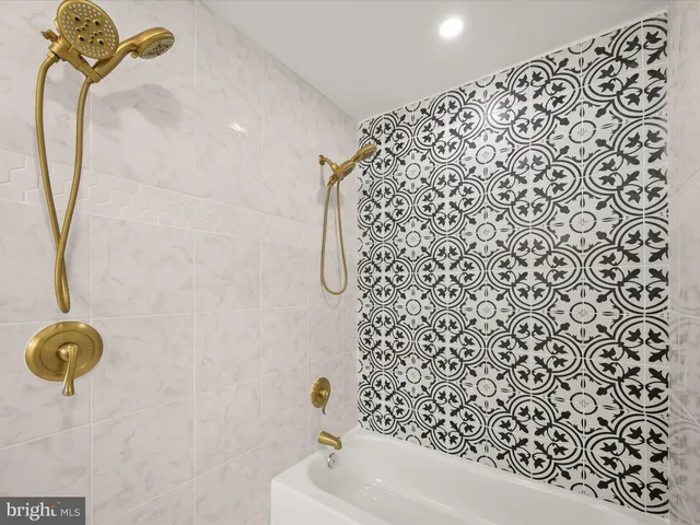 a bathroom with a shower curtain