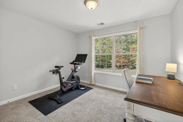 a view of a garage with storage
