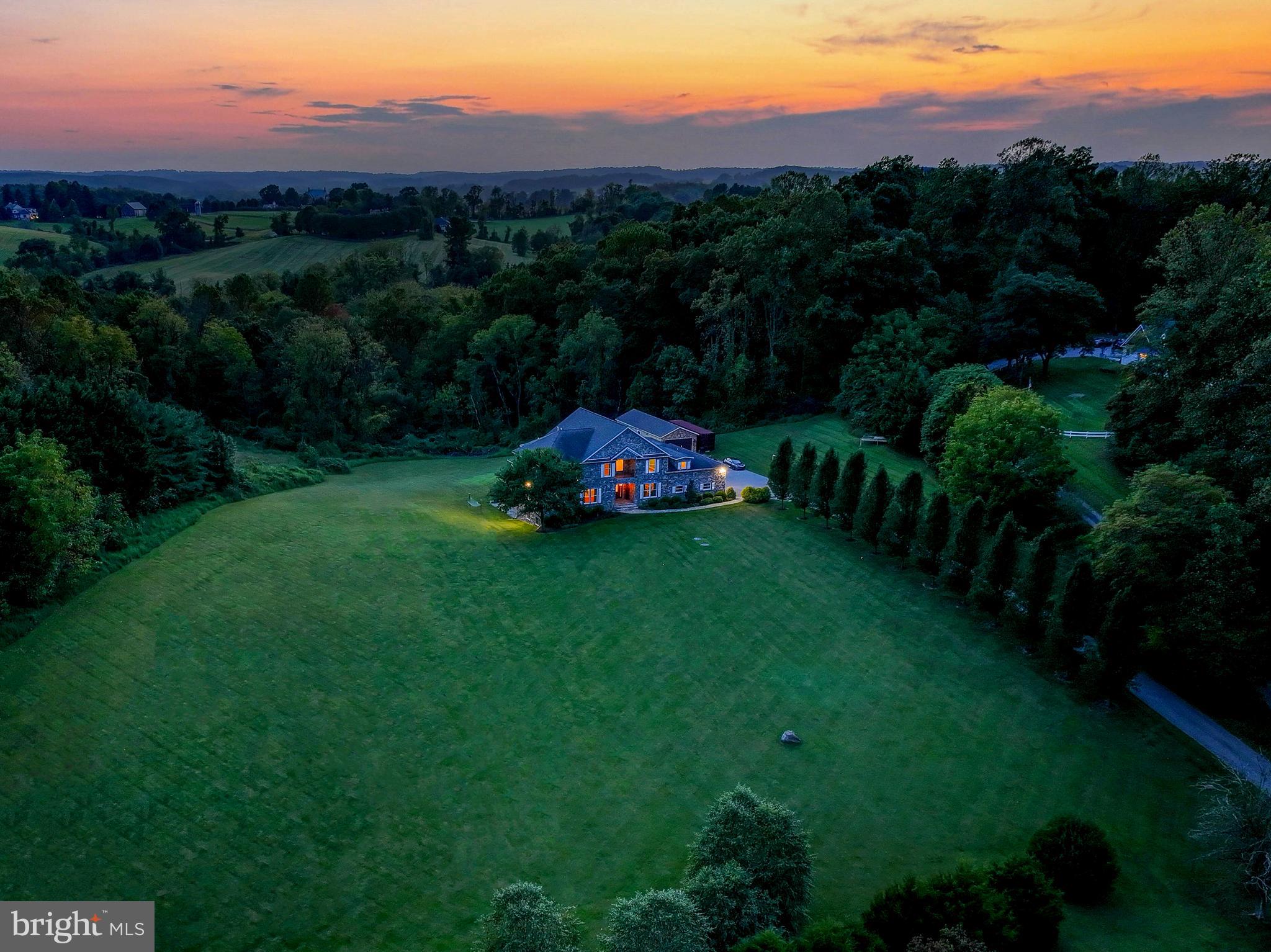 a view of a garden with mountains in the background