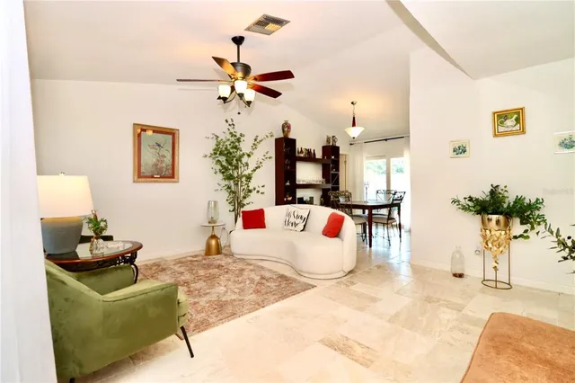 a living room with furniture