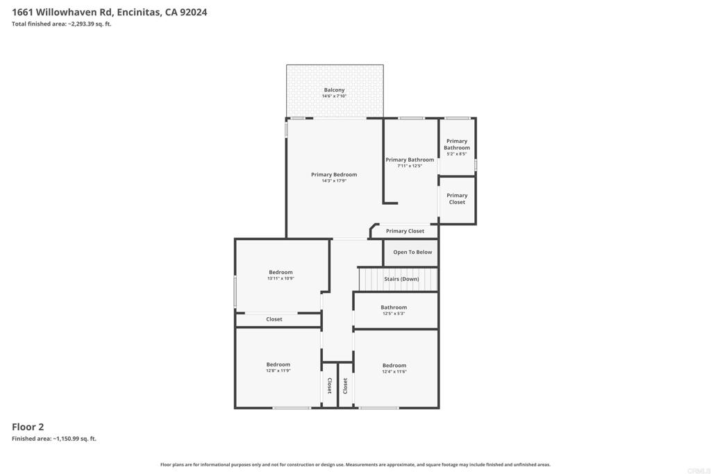 1661 Willowhaven Road Encinitas, CA 92024 - Photo 39 of 40 Upstairs Floor Plan