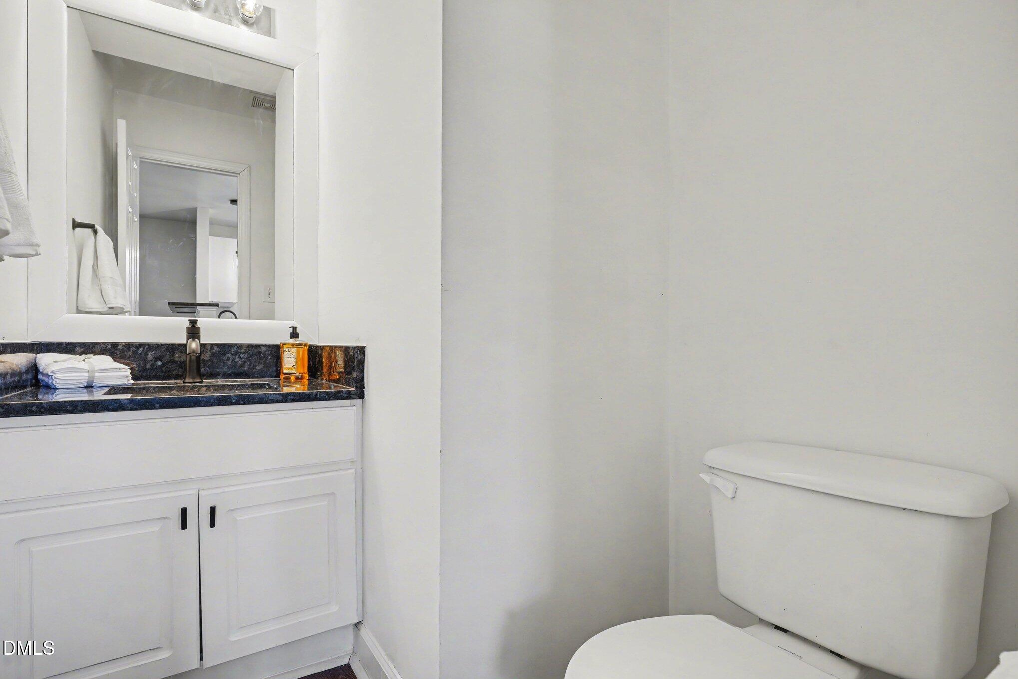 1237 Swingline Way Raleigh, NC 27610 - Photo 6 of 14 a bathroom with a toilet a sink and mirror