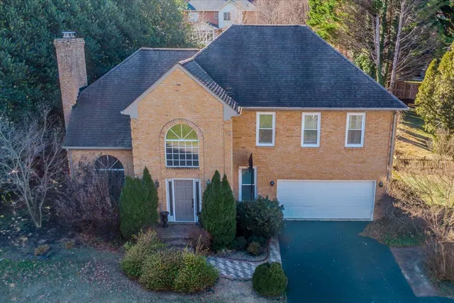 a view of a house with a yard plants and a tree