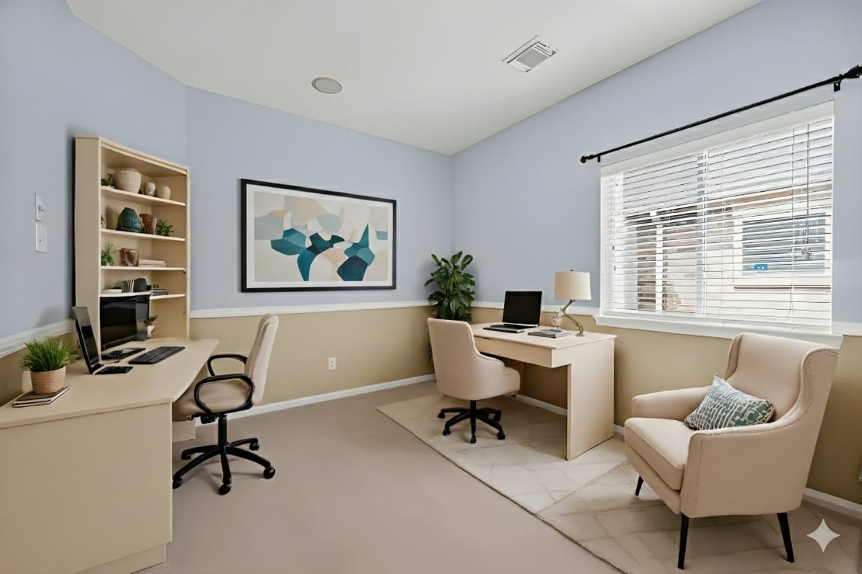 215 Little Summer Drive Rosenberg, TX 77469 - Photo 16 of 16 a view of a workspace with furniture and a window