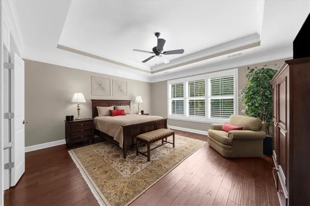 an aerial view of mountain with trees all around