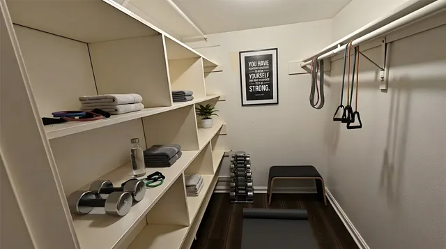 a room with gym equipment