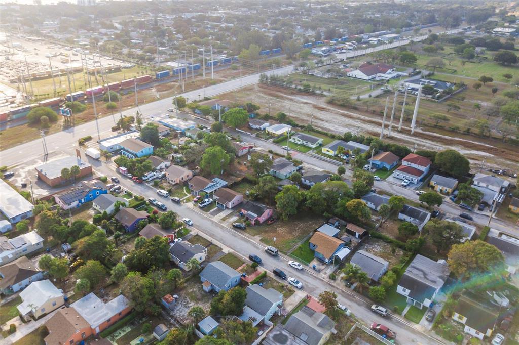 a city view with tall buildings