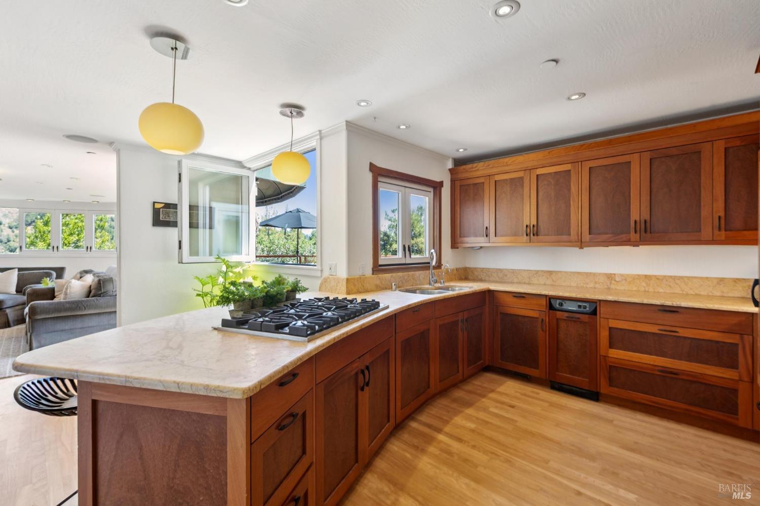 222 Marguerite Avenue Mill Valley, CA 94941 - Photo 18 of 59 a kitchen with cabinets and outdoor space