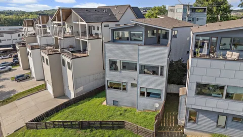 a view of a city with a lake