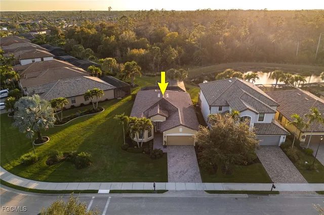 an aerial view of a house