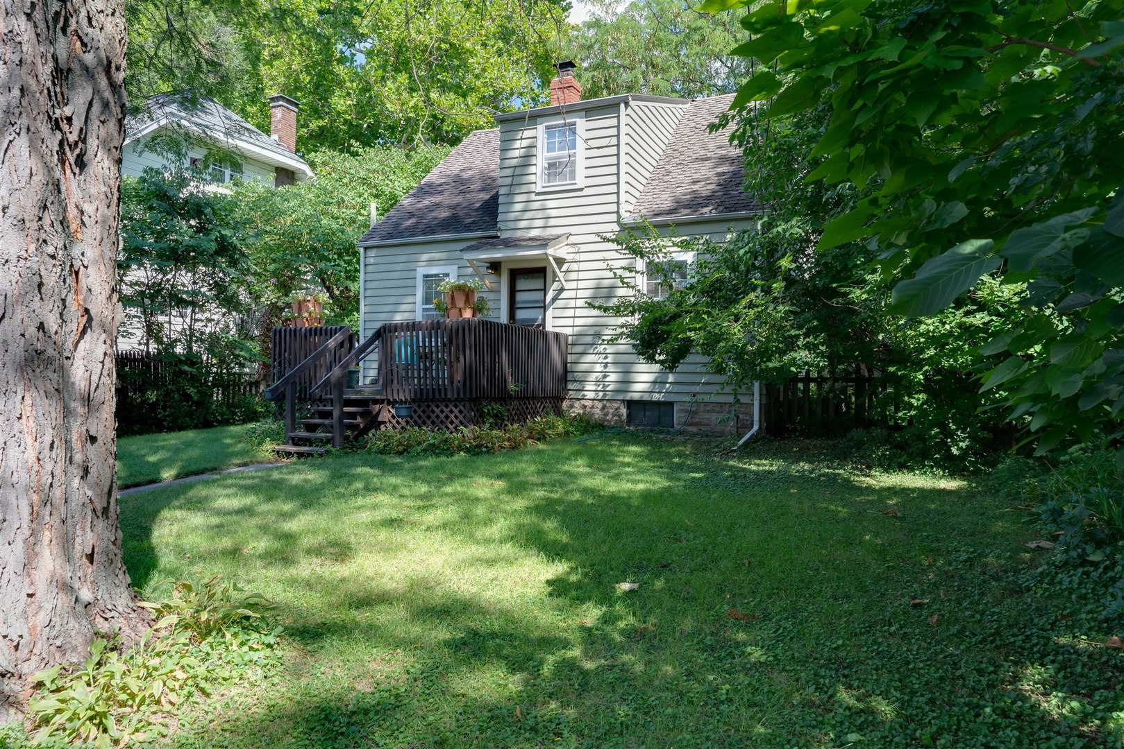 32 White Place Bloomington, IL 61701 - Photo 22 of 26 a backyard of a house with plants and large tree