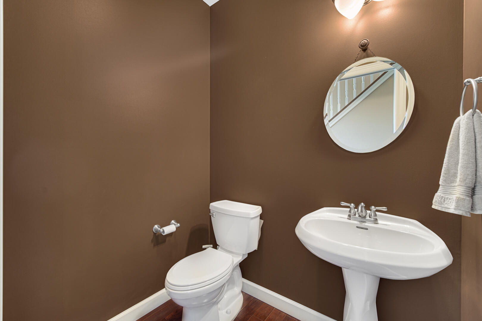 491 West Division Road Valparaiso, IN 46385 - Photo 20 of 38 a bathroom with a toilet a sink and mirror