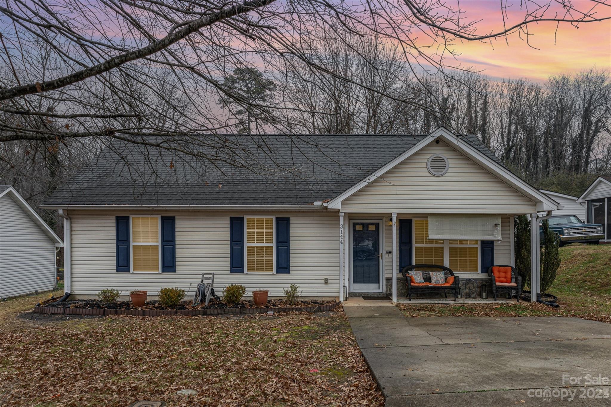 a view of a house with a patio
