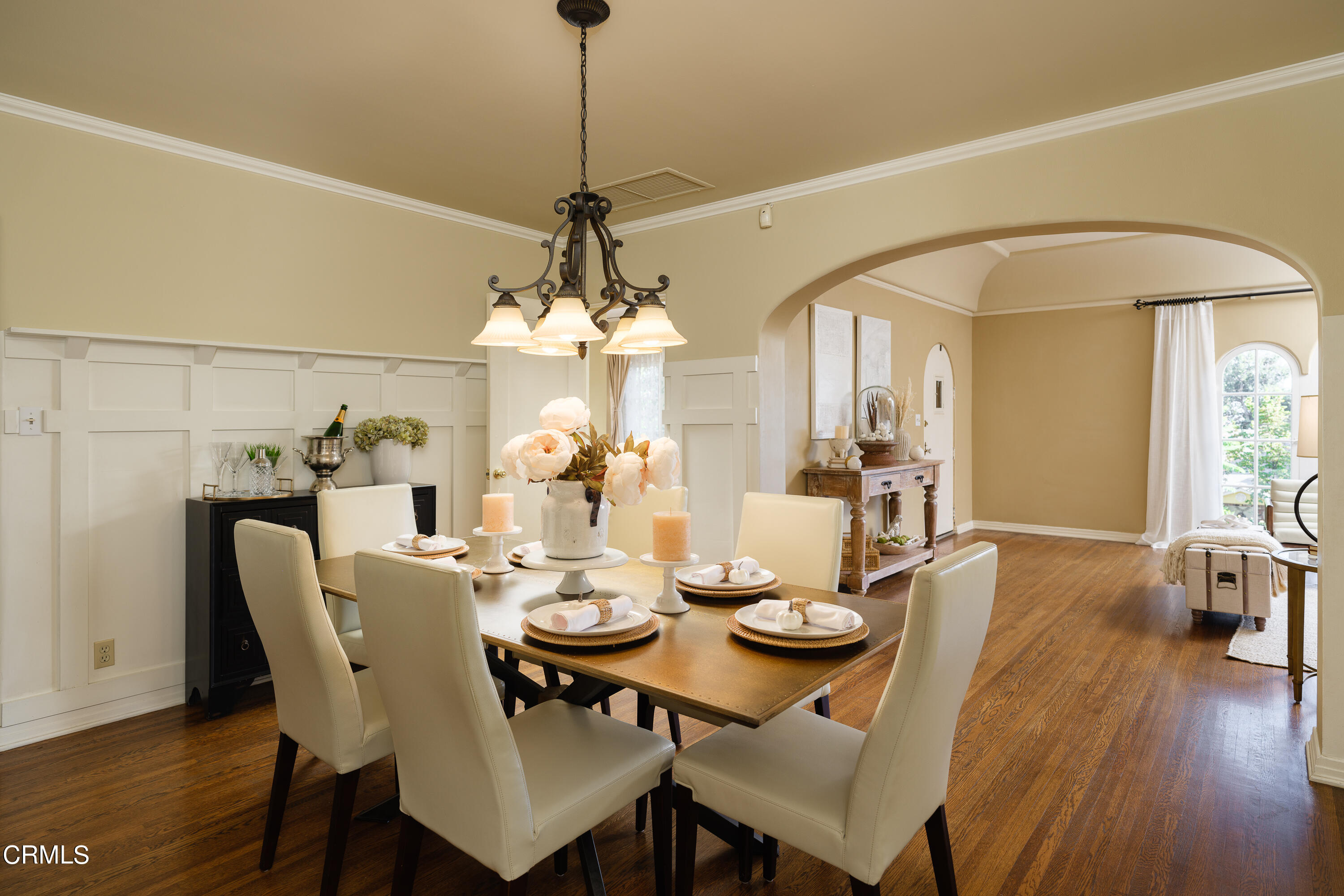 981 Parkman Street Altadena, CA 91001 - Photo 16 of 75 a view of a dining room with furniture wooden floor and chandelier
