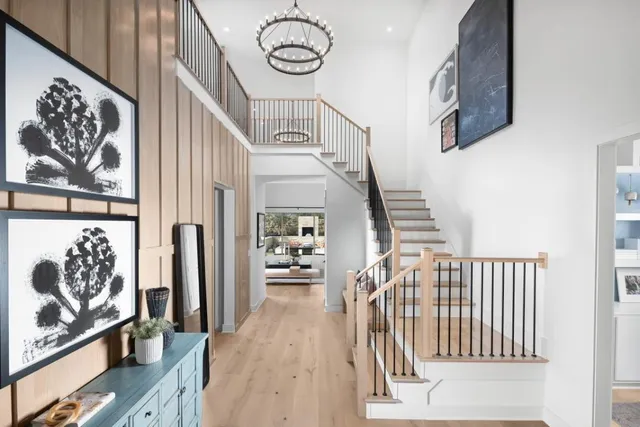 a view of entryway with wooden floor
