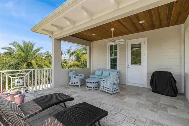 a building outdoor space with patio furniture