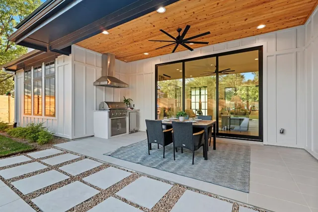 a view of outdoor space with seating area