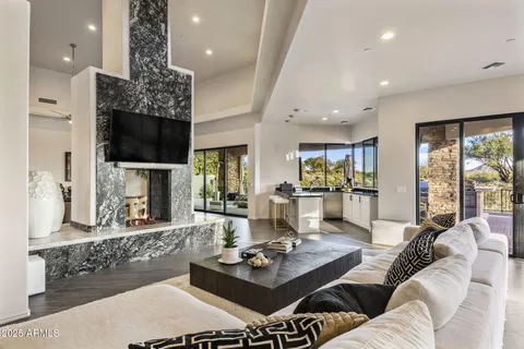 a view of a city with mountains in the background