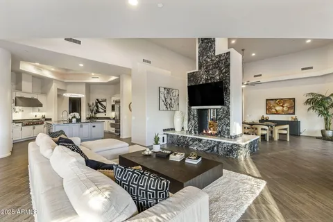 a view of a city with mountains in the background