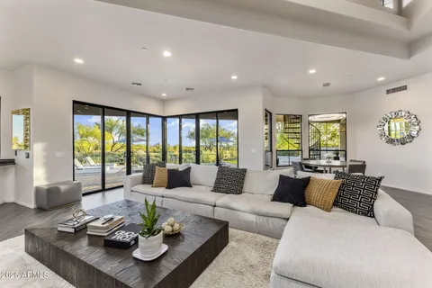 a view of a city with mountains in the background