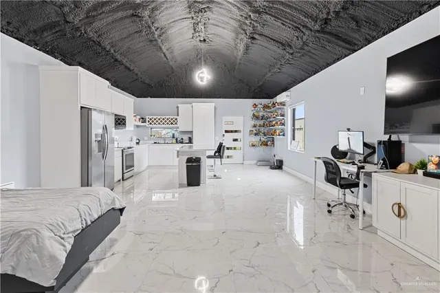 a large room with lot of counter space