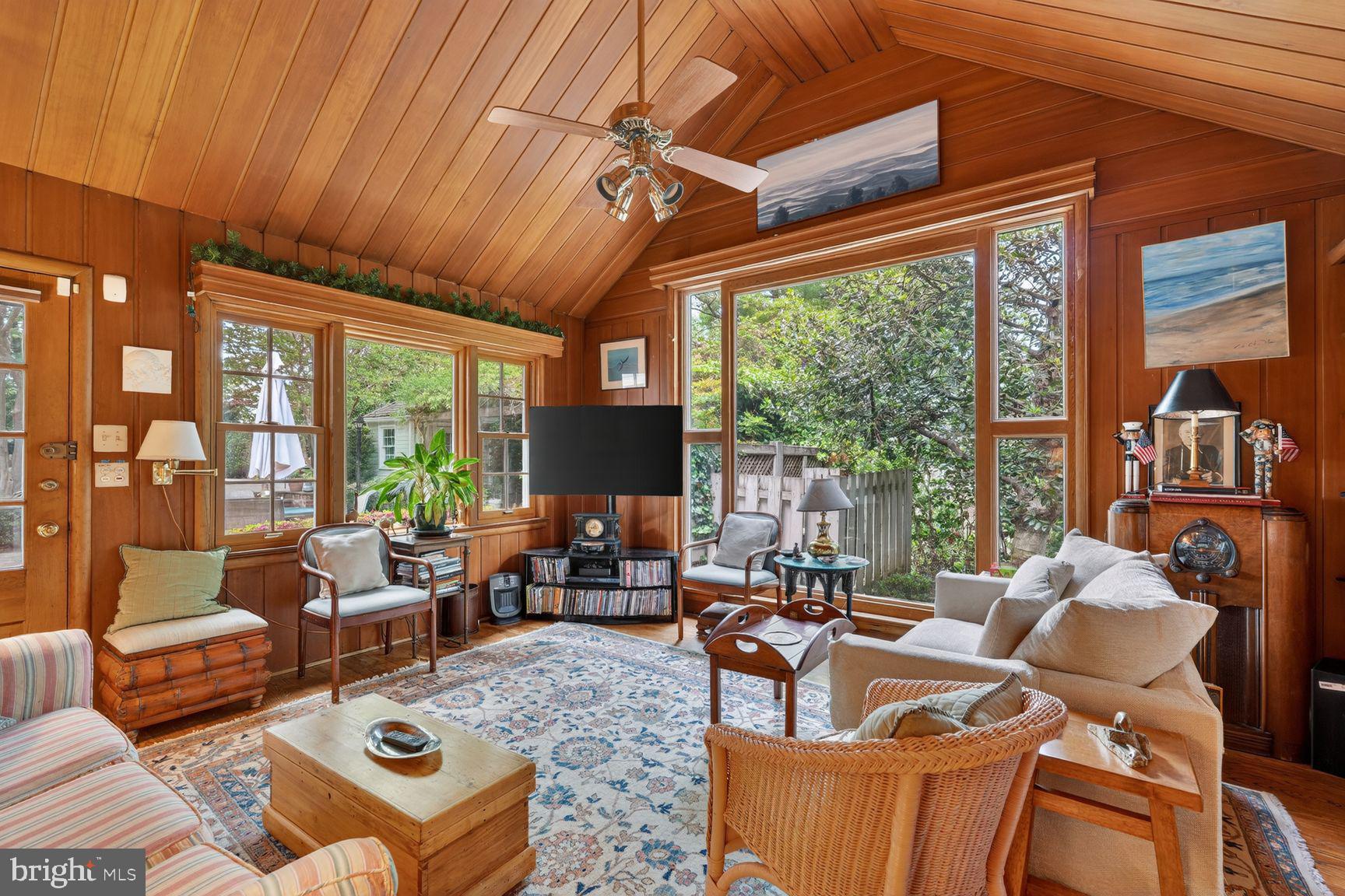 2260 48th Street Northwest Washington, DC 20007 - Photo 20 of 45 Family room with vaulted ceiling & access to patio