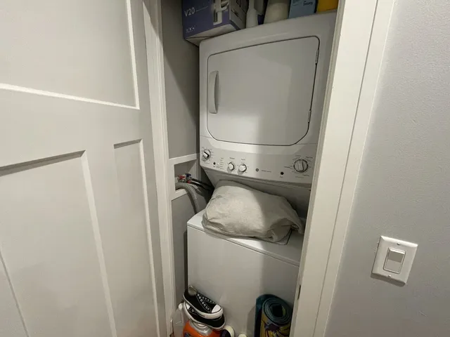 a utility room with a washer and dryer