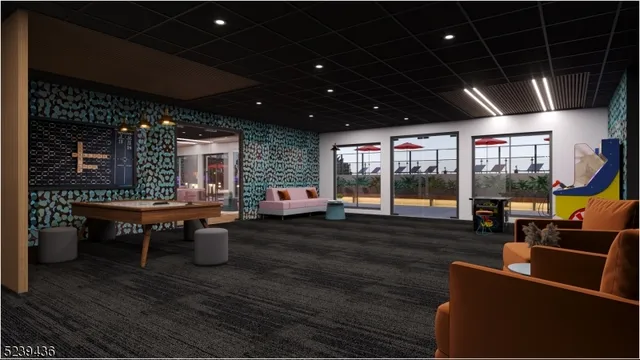 a view of a patio with table and chairs with wooden floor and fence