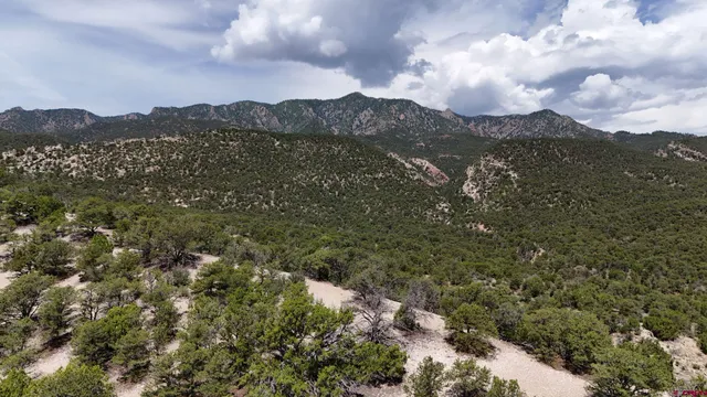 a view of a city with mountain