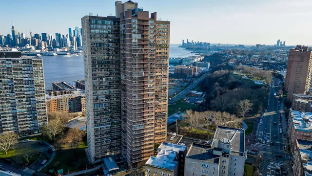a view of a city with tall buildings