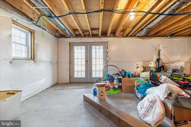 a view of balcony with wooden floor