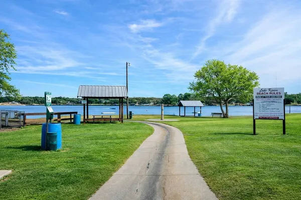 a view of a park with swings