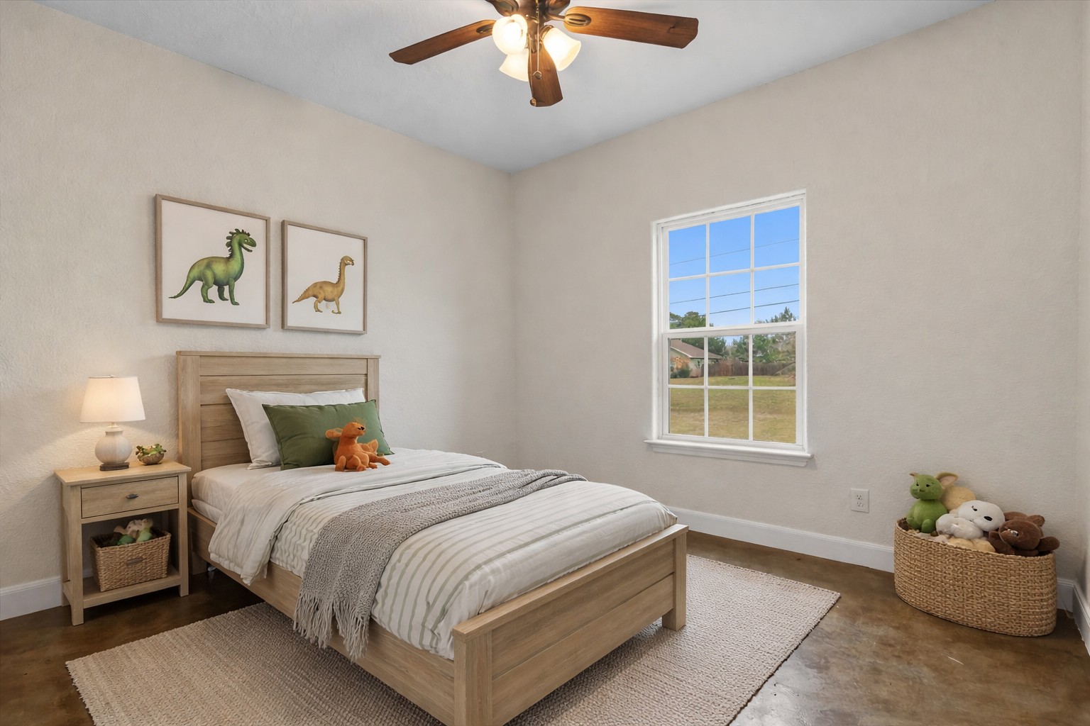 207 Cardinal Loop Paige, TX 78659 - Photo 24 of 39 a bedroom with a bed and a chandelier